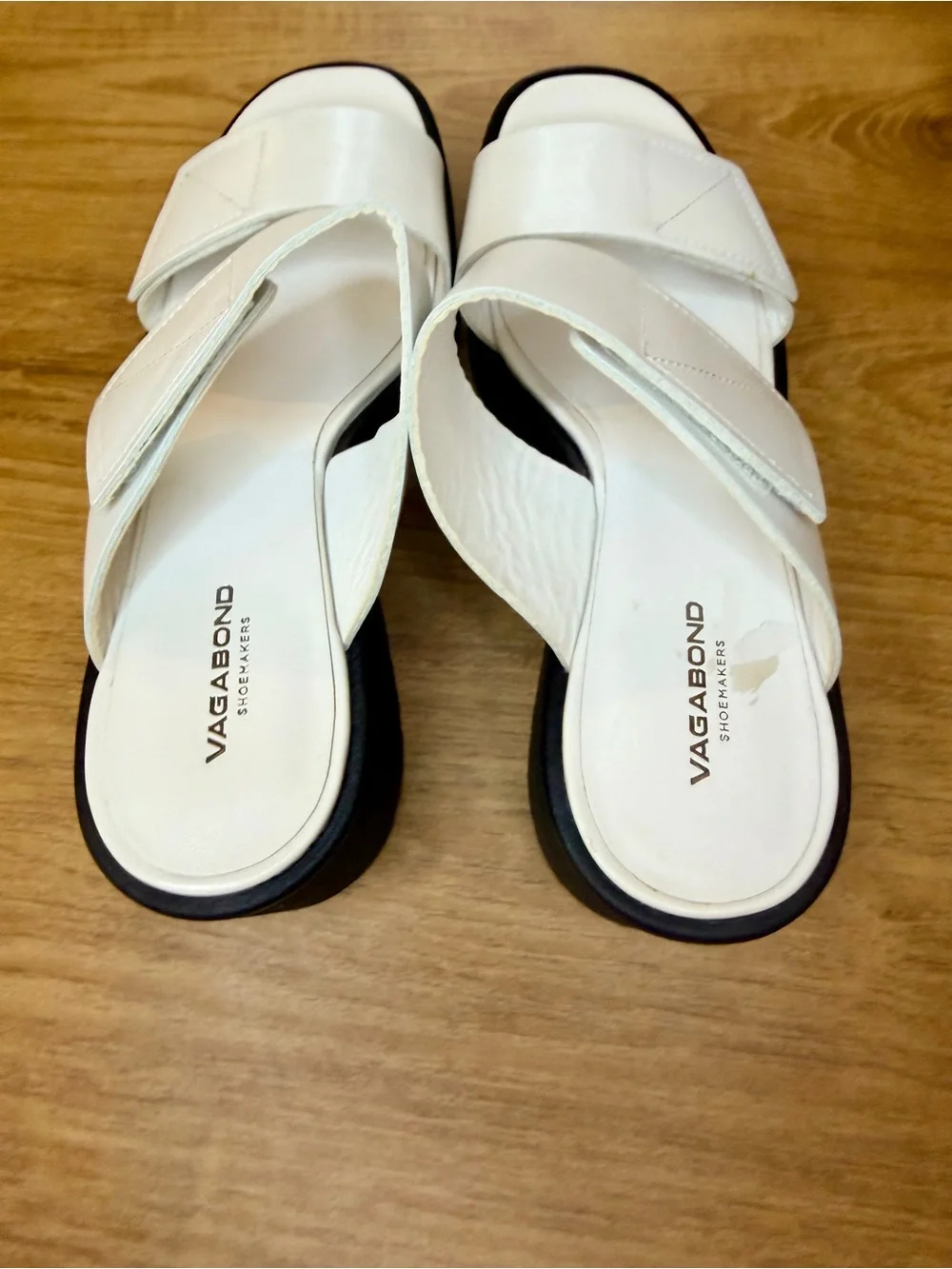 Vagabond Shoemakers Leather Slide Sandals White Straps Block Heel Women’s 39